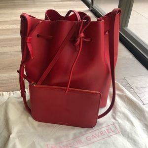Mansur Gavriel Medium Bucket Bag Red Calf Leather